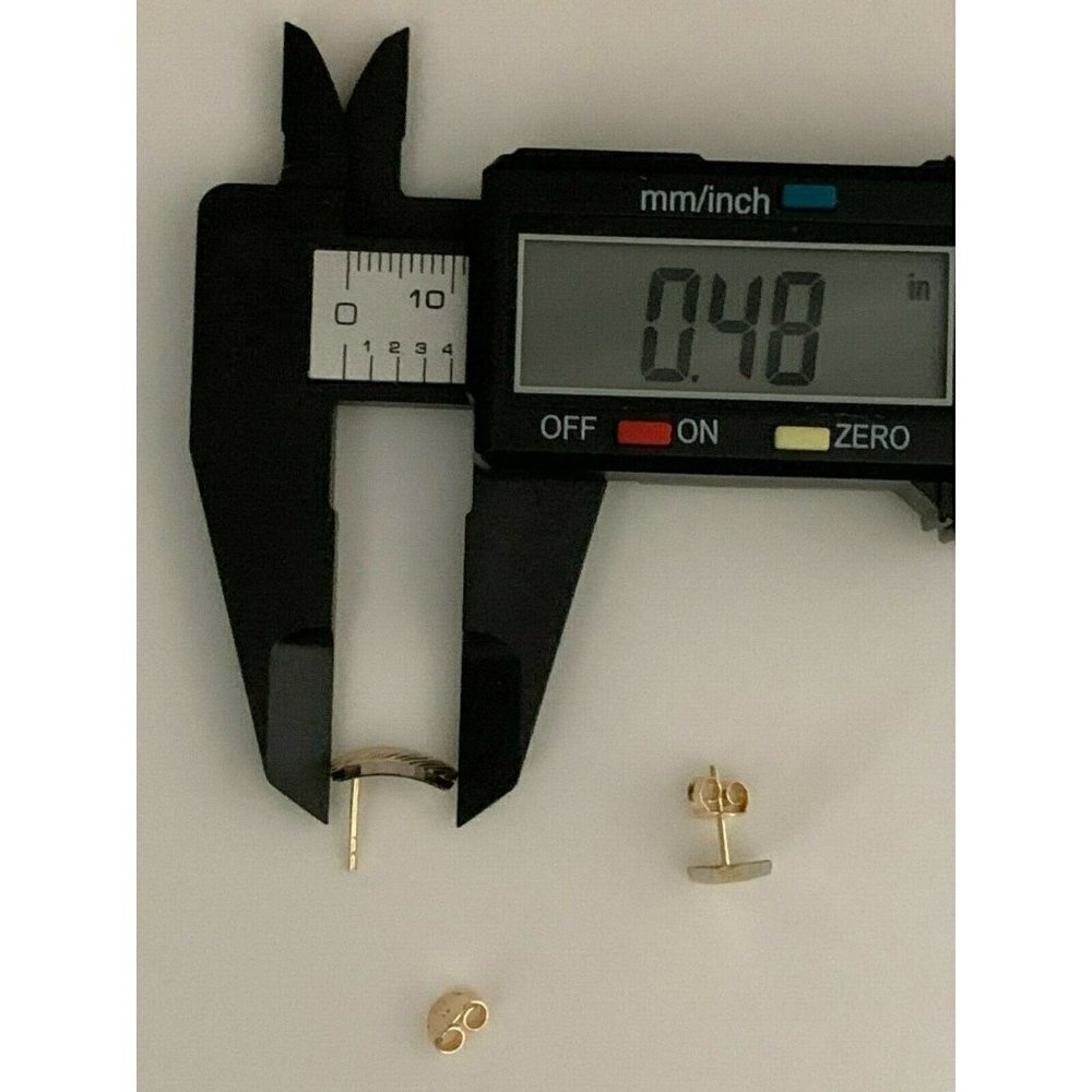18K Gold Stud Two Tone White/Yellow Gold Earrings - Picture 9 of 12